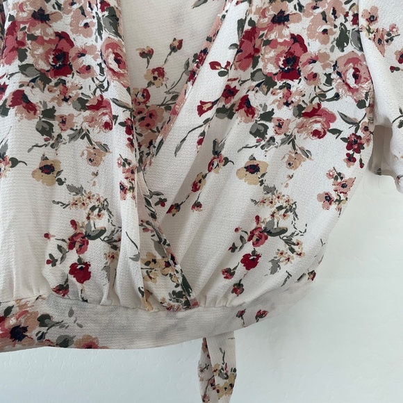 Wrap Wrapover Tie Bow Hipster Boho Bohemian Girly Coquette Hippie Art Blouse Top - Picture 6 of 7